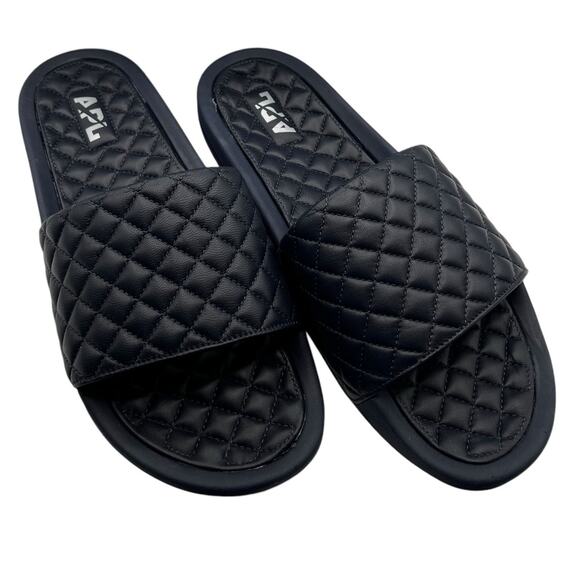 APL Other - APL Athletic Propulsion Labs Mens 11 Slides Navy Blue Lusso Quilted Sandals New